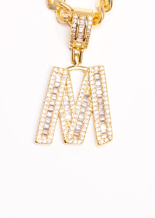 White Baguette Initial Necklace