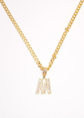 White Baguette Initial Necklace