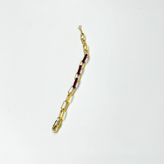 Burgundy Enamel Paperclip Bracelet