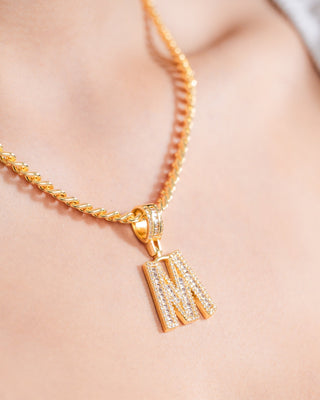 White Baguette Initial Necklace