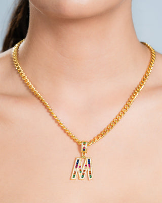 Colorful Baguette Letter Necklace