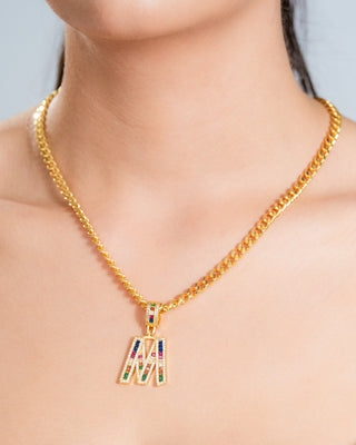 Colorful Baguette Letter Necklace