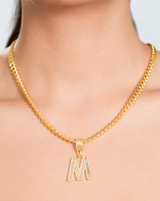White Baguette Initial Necklace