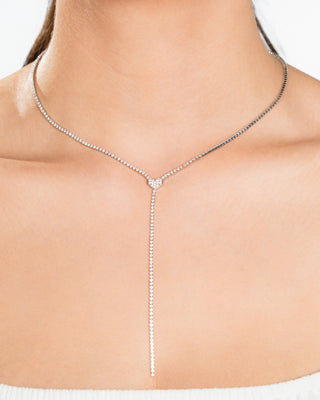 Silver Stone Y Necklace