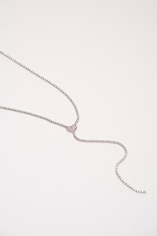 Silver Stone Y Necklace