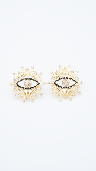 Black Enamel Sun Earring